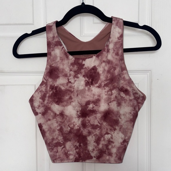 Athleta Conscious Crop Top Pink Marble Tie Dye Size L - Picture 3 of 6